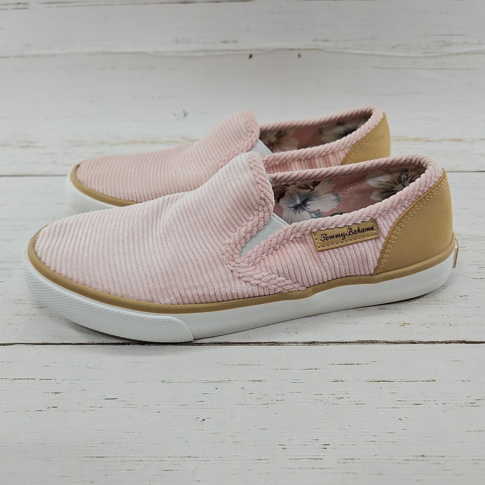 Tommy‎ Bahama Shoes Womens 7 Pink Corduroy Slip On Sneakers Round Toe Flats